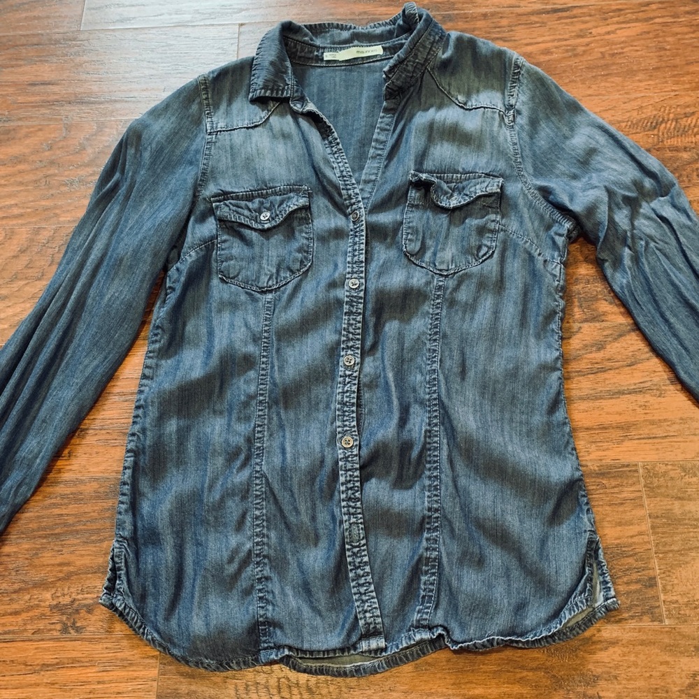 Denim button down